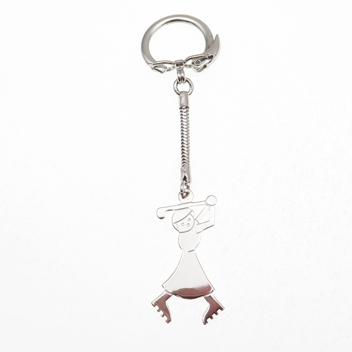 American Jewelry Chain Co 925 Sterling Vintage Female Golf Player Key Fob Holder