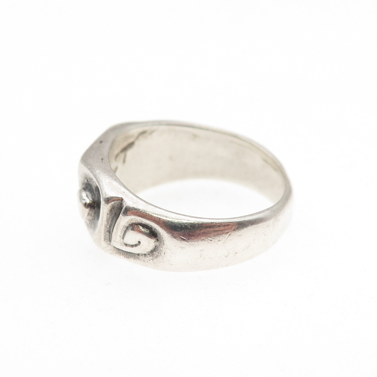 ERIC T. 925 Sterling Silver Vintage Modernist Spiral Oxidized Ring Size 6