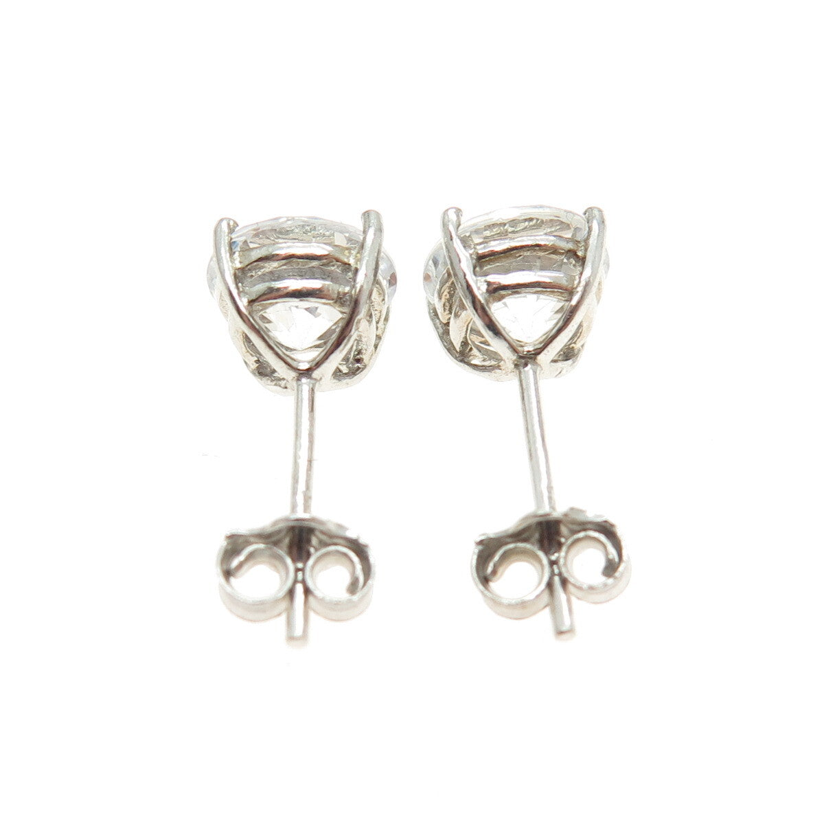 925 Sterling Silver Round-Cut C Z Stud Earrings