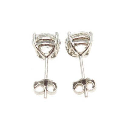 925 Sterling Silver Round-Cut C Z Stud Earrings