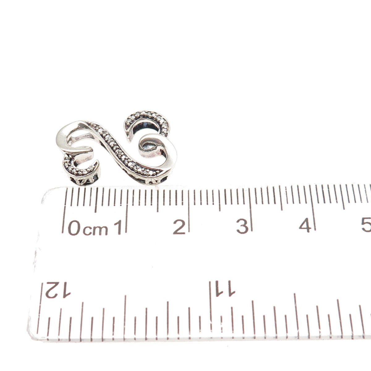 JANE SEYMOUR 925 Sterling Silver Real Diamond Open Heart Mini Slide Pendant