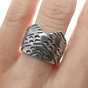 Old Pawn Sterling Silver Vintage Southwestern Mountains Oxidized Ring Size 5.5