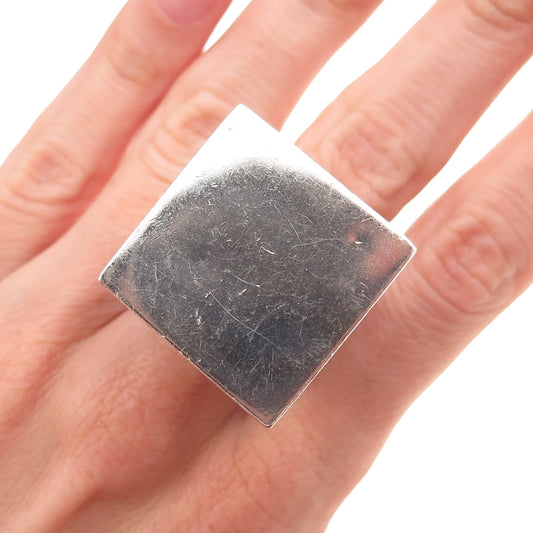 Kevin Oliver 925 Sterling Silver Vintage Modernist Statement Ring Size 9.5