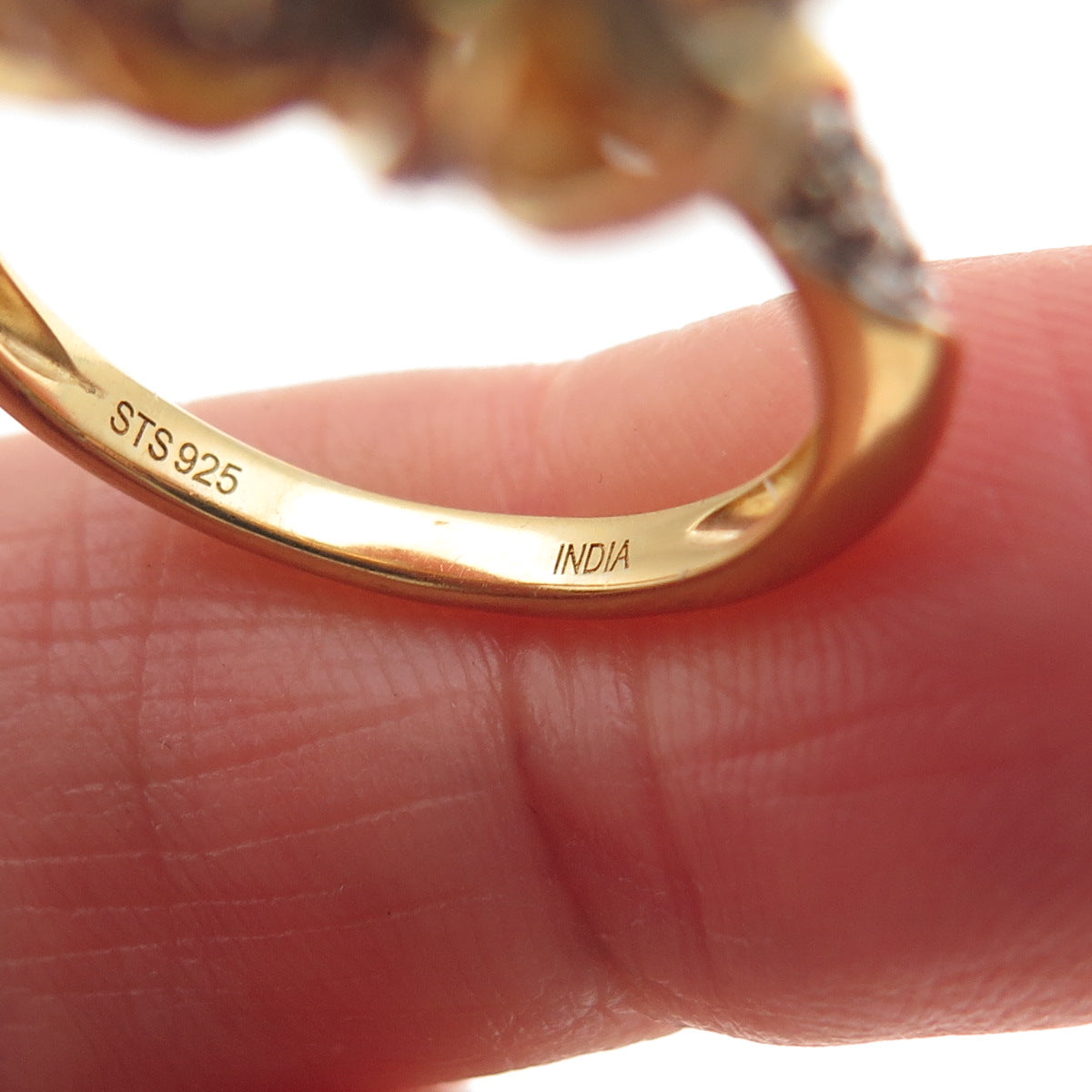 Chuck Clemency Sterling Silver Gold Plated Real Citrine White Topaz Ring Size 7