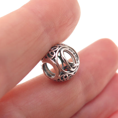 Pandora 925 Sterling Silver C Z Letter Q Initial Slide Bead Charm