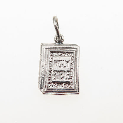 925 Sterling Silver Vintage Holy Bible Mini Charm Pendant