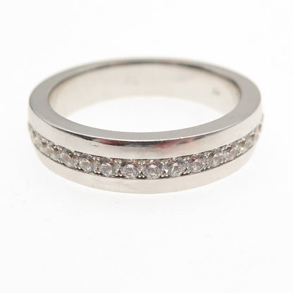 925 Sterling Silver Round-Cut C Z Half Eternity Band Ring Size 9.75