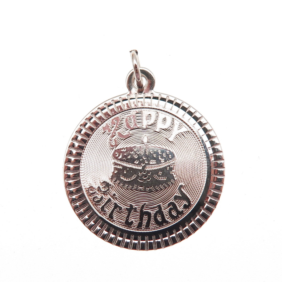 925 Sterling Silver Vintage Happy Birthday Cake Mini Charm Pendant