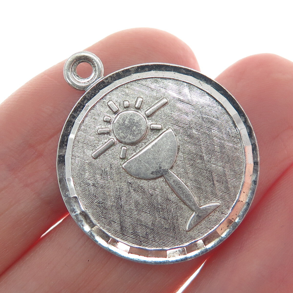 LAMODE 925 Sterling Silver Vintage First Holy Communion Minimalist Charm Pendant