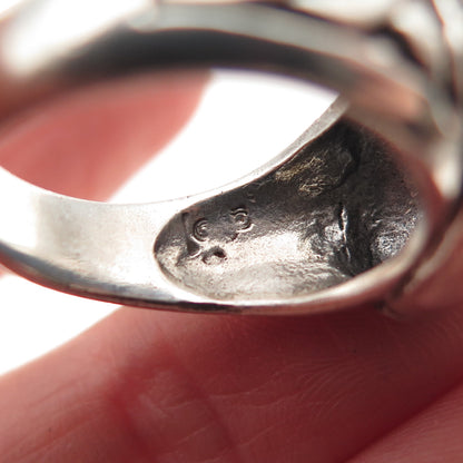 Sidney Evan 925 Sterling Silver Vintage Modernist Woven Oxidized Ring Size 7.5