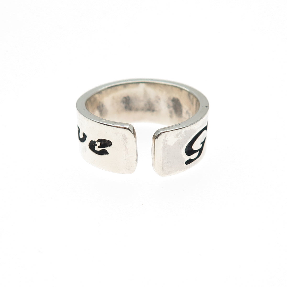 925 Sterling Silver Vintage God is Love Adjustable Band Ring Size 6.75