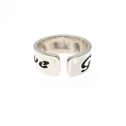 925 Sterling Silver Vintage God is Love Adjustable Band Ring Size 6.75