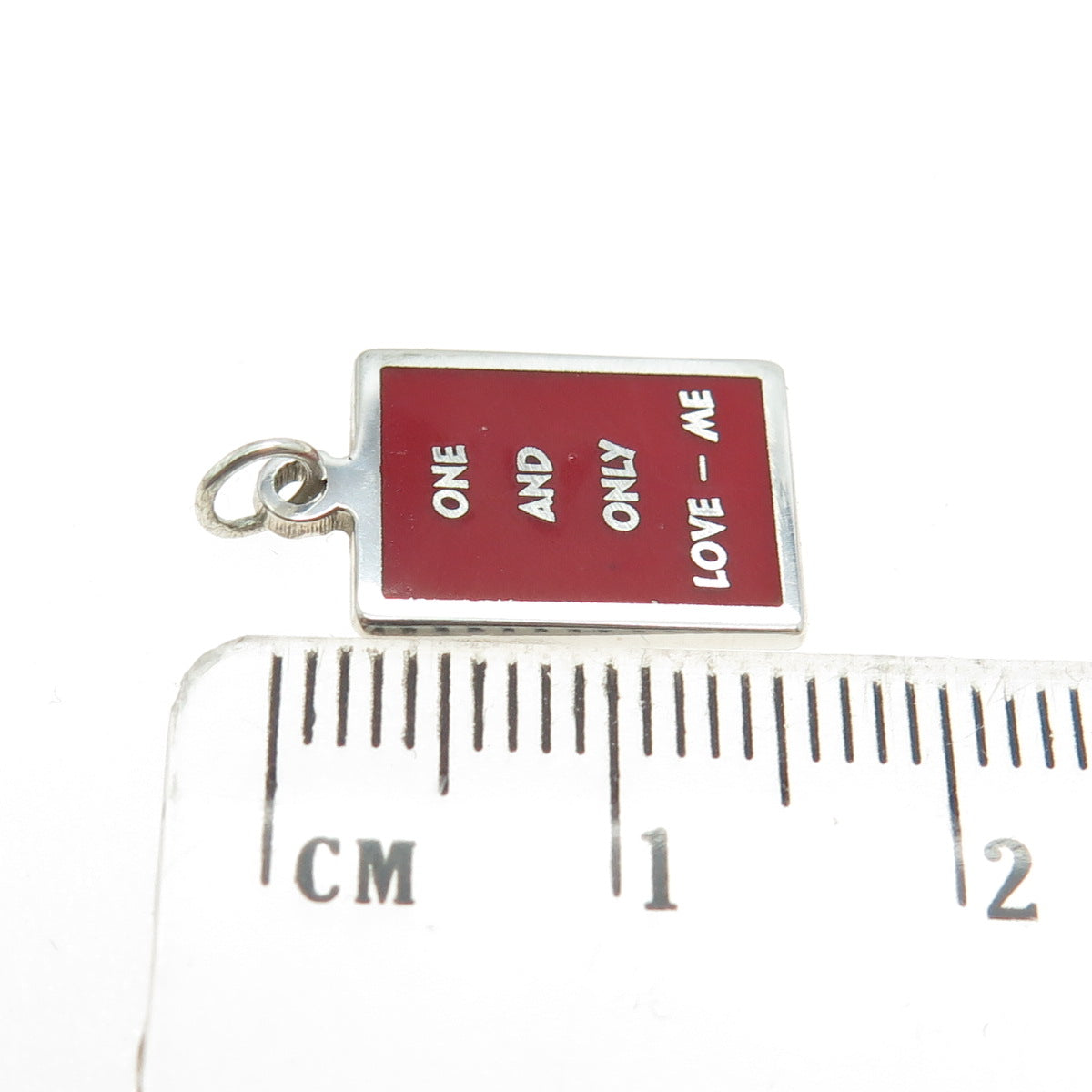 925 Sterling Silver Red Enamel "One & Only Love - Me" Minimalist Charm Pendant