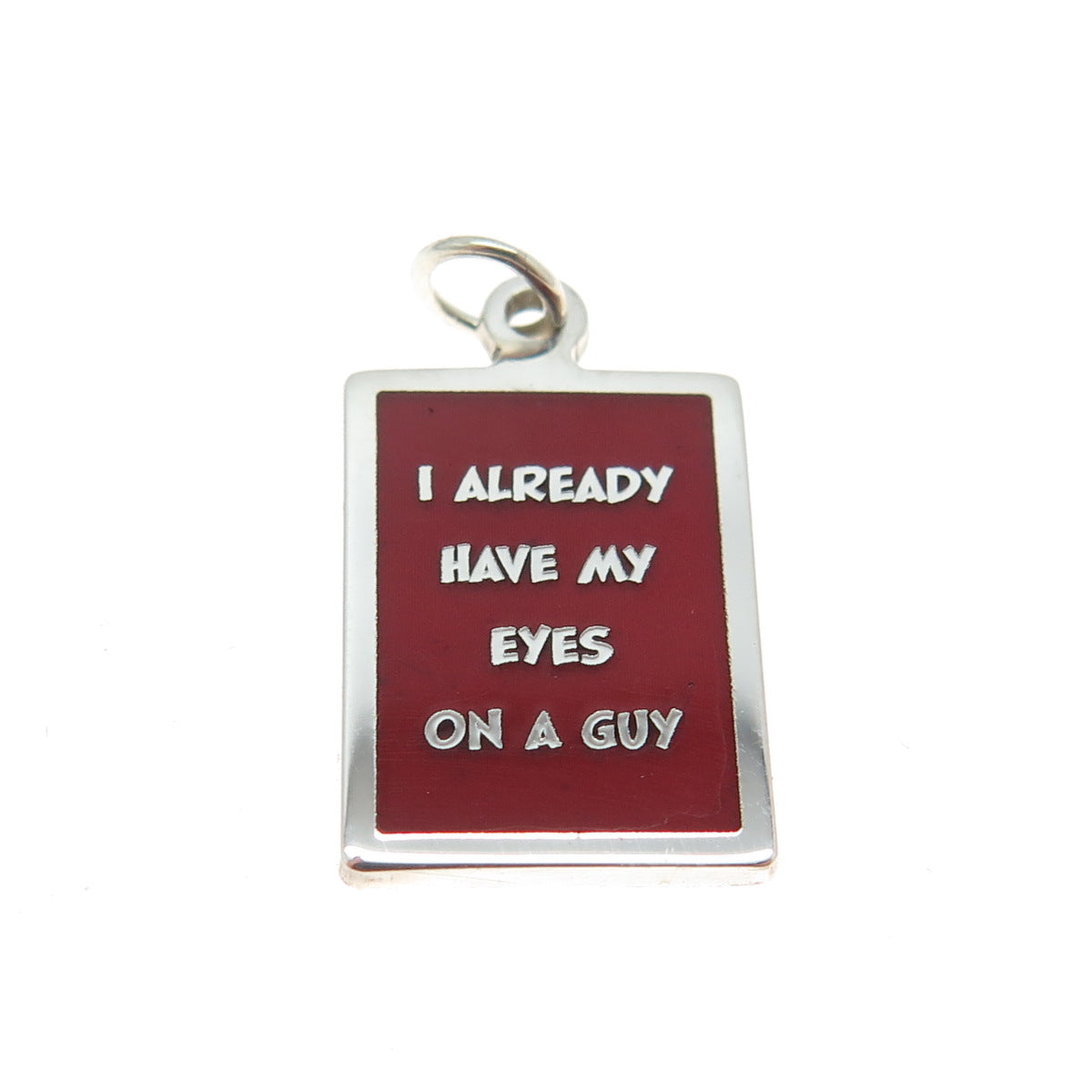 925 Sterling Silver Enamel "I Already Have My Eyes On Guy" Minimalist Pendant