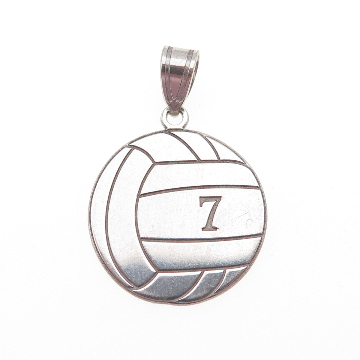 925 Sterling Silver Vintage Volleyball Number 7 Bridget Charm Pendant