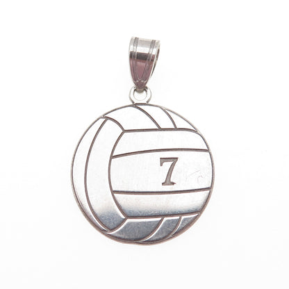 925 Sterling Silver Vintage Volleyball Number 7 Bridget Charm Pendant