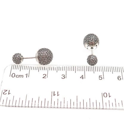 Pandora 925 Sterling Silver Real Ruby & C Z Ball Stud Earrings