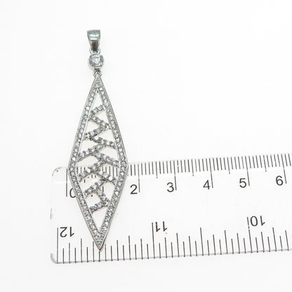925 Sterling Silver Round-Cut C Z Zig Zag Sparkle Pendant