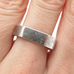 925 Sterling Silver Vintage Geometric Oxidized Band Ring Size 8.25