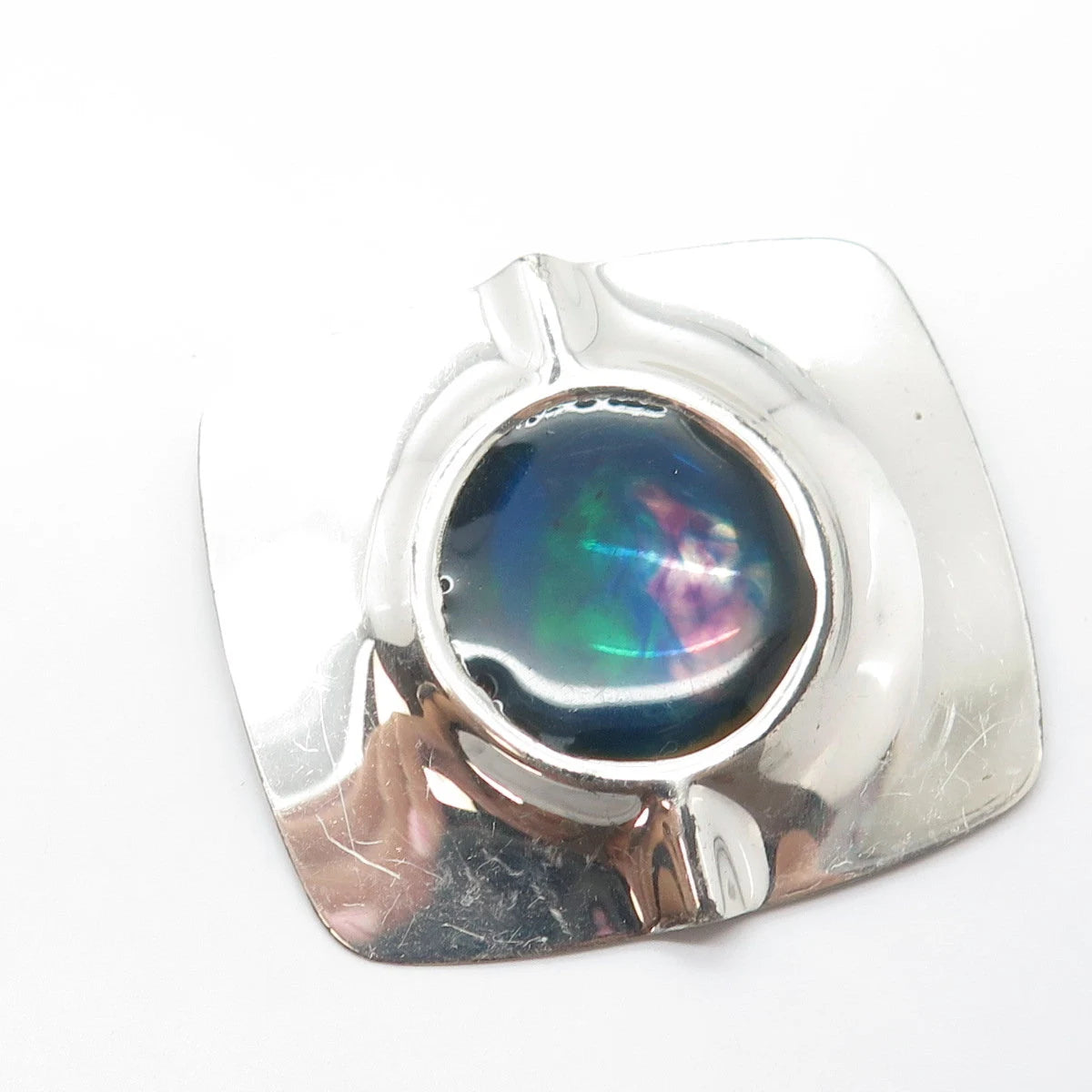 925 Sterling Silver Vintage Enamel Concho Pin Brooch