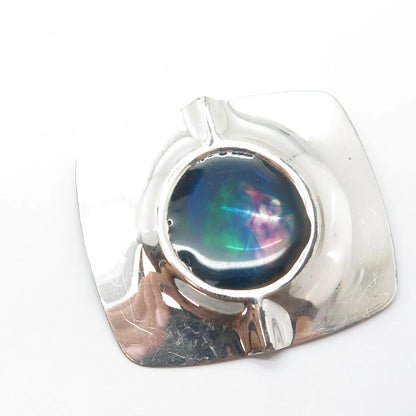 925 Sterling Silver Vintage Enamel Concho Pin Brooch