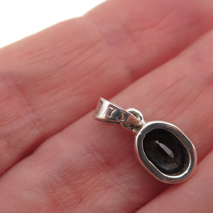 925 Sterling Silver Vintage Real Oval-Cut Sapphire Charm Pendant