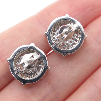 925 Sterling Silver Round-Cut C Z Sparkle Stud Earrings