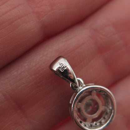 925 Sterling Silver Round-Cut C Z Mini Charm Pendant