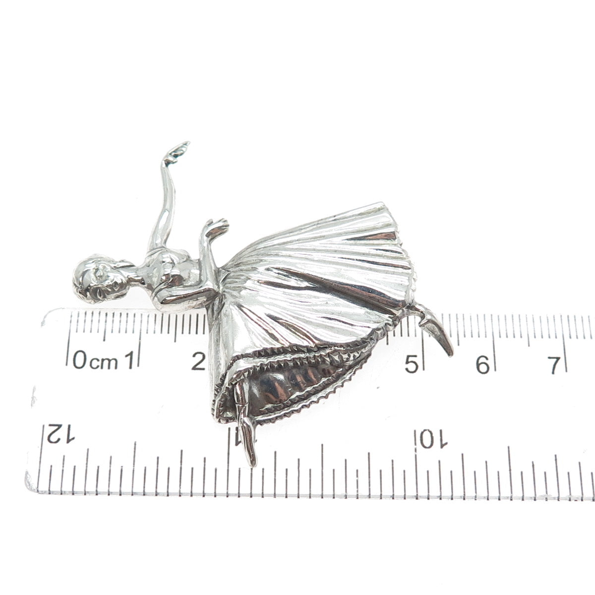 LANG 925 Sterling Silver Antique Art Deco Ballerina Repousse Oxidized Pin Brooch