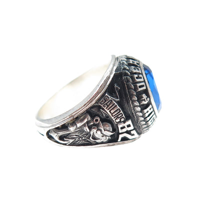 JOSTEN'S Sterling Vintage 1982 Lab-Sapphire Oceanside High School Ring Size 4.75