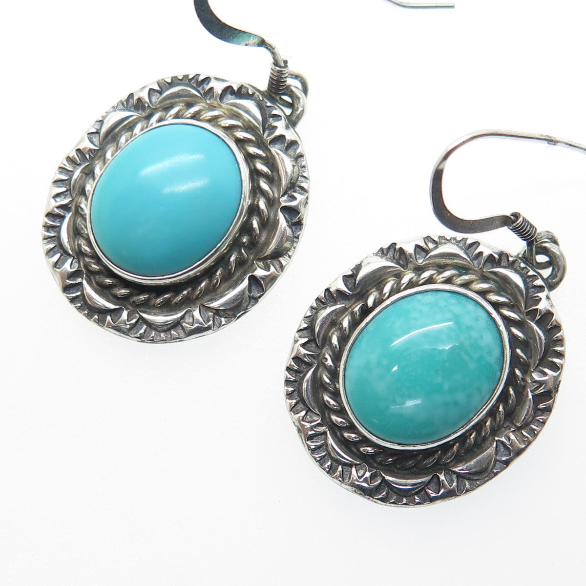 M. SILVERSMITH Old Pawn 925 Sterling Silver Vintage Turquoise Tribal Earrings