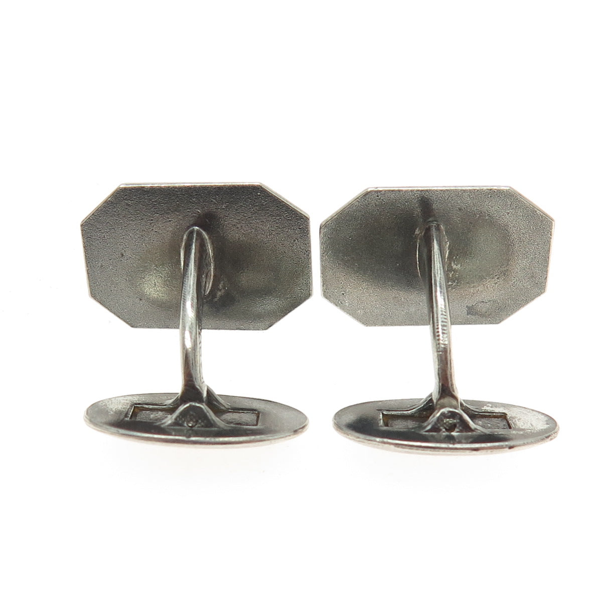 LAOY 813H Silver Vintage Finland 1951 Engraved "RJ" Oxidized Cufflinks