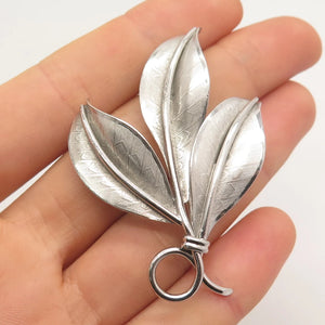 925 Sterling Silver Vintage Danecraft Triple Leaf Pin Brooch