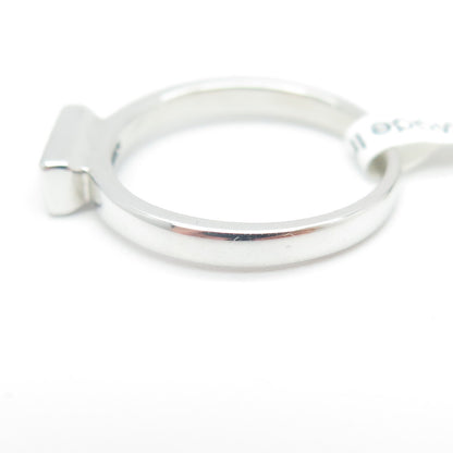925 Sterling Silver Baguette-Cut Shaped Blue C Z Ring Size 5.75