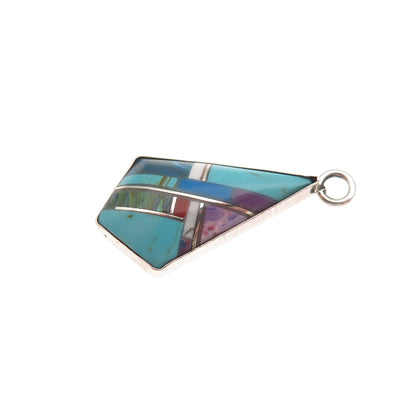 Old Pawn 925 Sterling Silver Vintage Turquoise Sugilite Azurite Charm Pendant