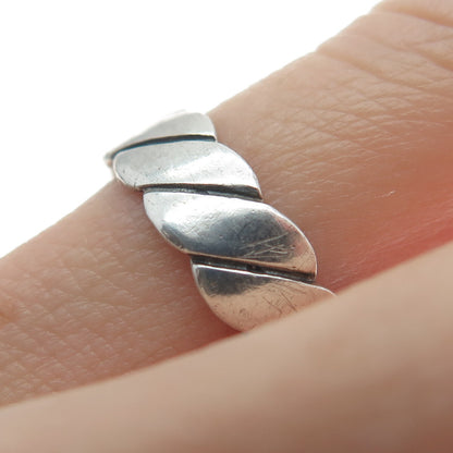 925 Sterling Silver Vintage Twisted Link All Around Band Ring Size 6.75