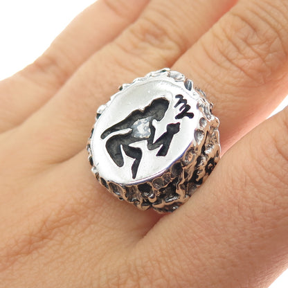 925 Sterling Silver Vintage Virgo Zodiac Sign Oxidized Nugget Ring Size 9.5