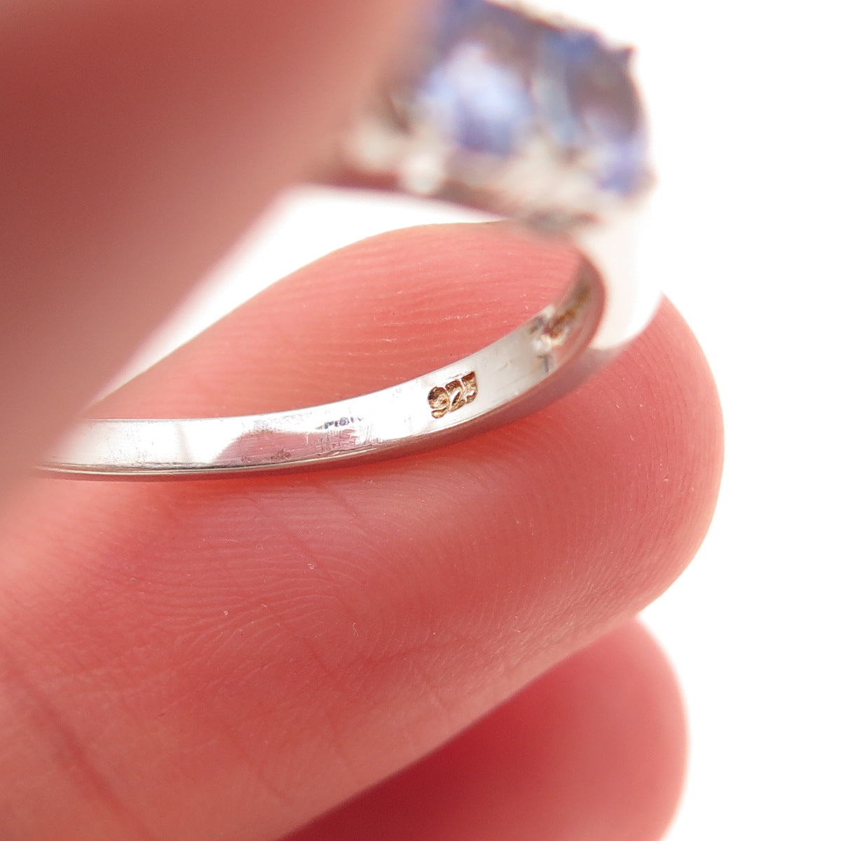 Chuck Clemency 925 Sterling Silver Real Oval-Cut Tanzanite Ring Size 8.5