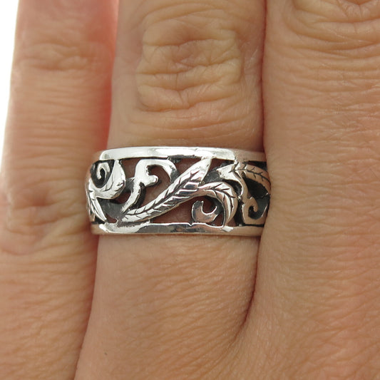 CHAPAL ZENRAY 925 Sterling Silver Vintage Leaf Ornate Ring Size 7
