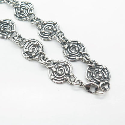925 Sterling Silver Vintage Modernist Spiral Chan Necklace 16"