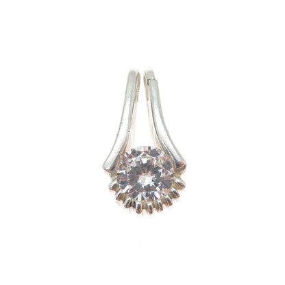 PULGA 925 Sterling Silver Round-Cut C Z Minimalist Slide Charm Pendant