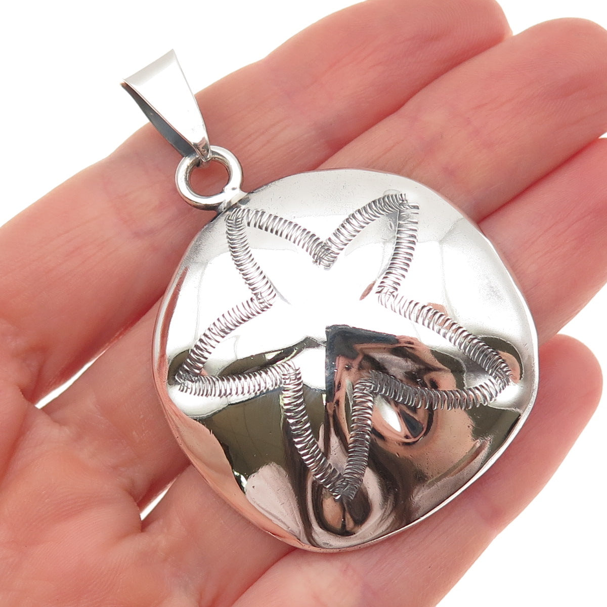 ATI Annika Witt 925 Sterling Silver Vintage Mexico Dollar Sand Oxidized Pendant