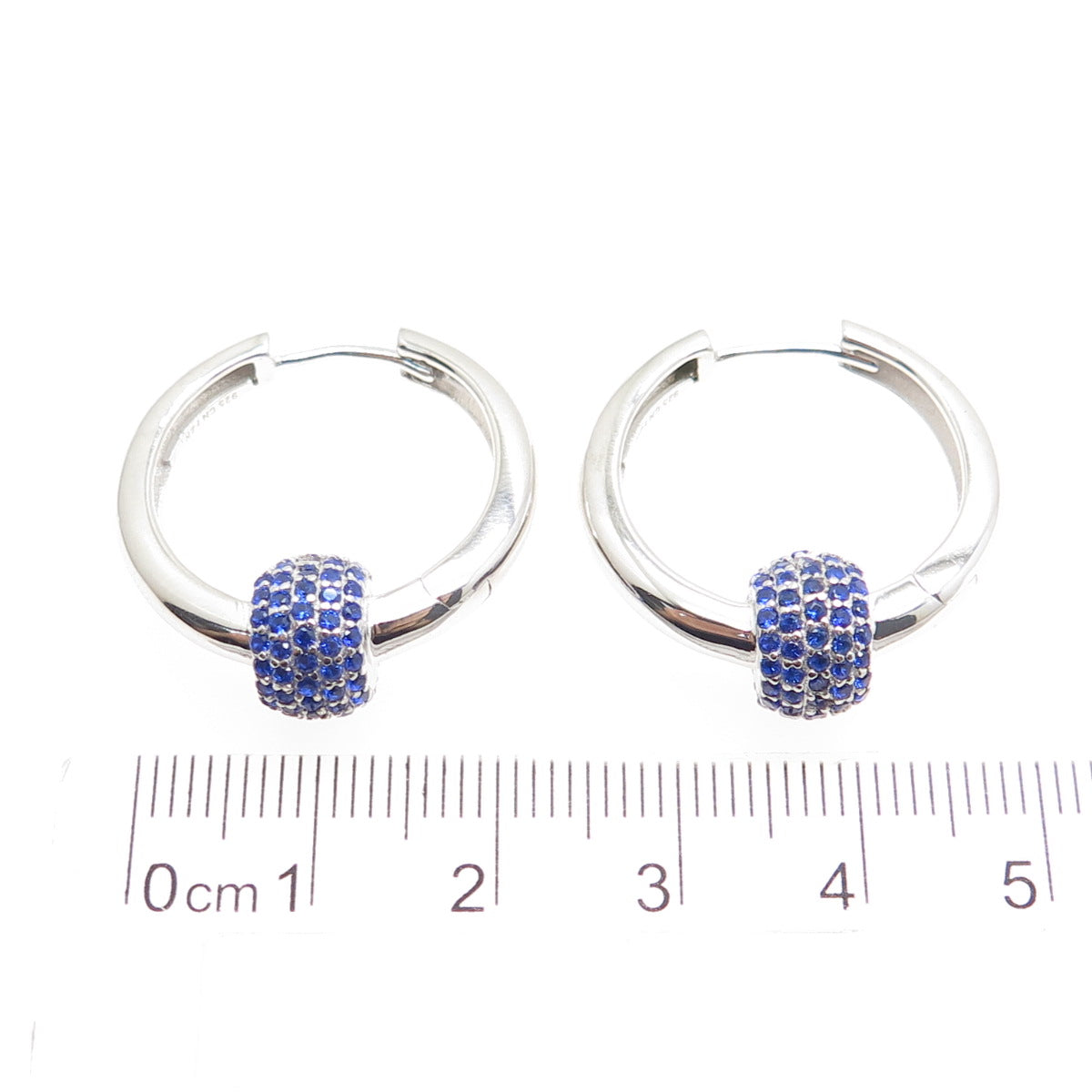 925 Sterling Silver Round-Cut Lab-Created Sapphire Ball Hoop Earrings