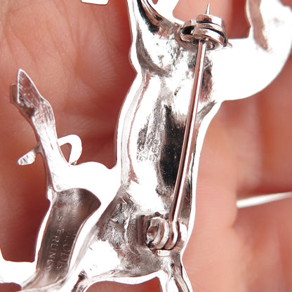 Slode 925 Sterling Silver Vintage Mare & Foal Horse Pin Brooch