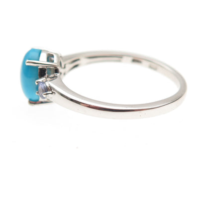Chuck Clemency 925 Sterling Silver Real Turquoise & Tanzanite Ring Size 8