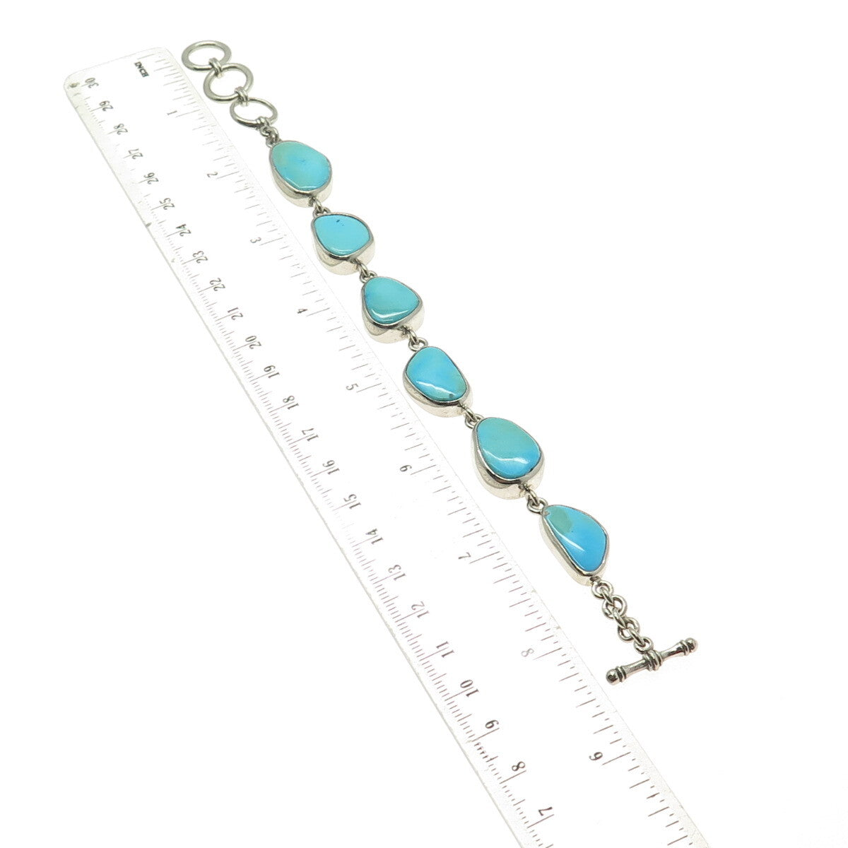 STARBORN 925 Sterling Silver Vintage Lone Mountain Turquoise Bracelet 7-7.75"