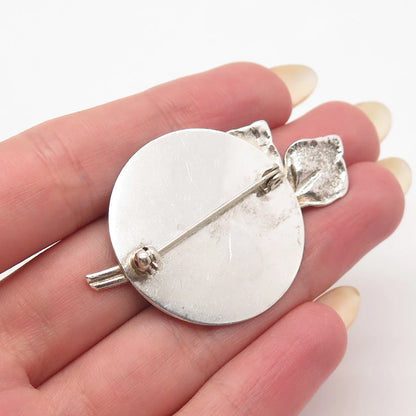 925 Sterling Silver Vintage Lily Floral Pin Brooch