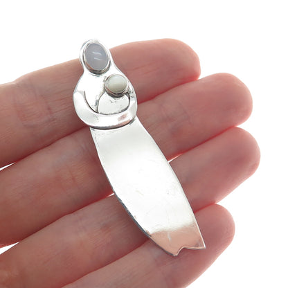 GFMW Great Falls Metal Works Sterling Vintage Moonstone Onyx Mom & Child Brooch