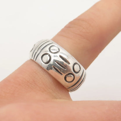 925 Sterling Silver Vintage Versani Etched Band Ring Size 6.25