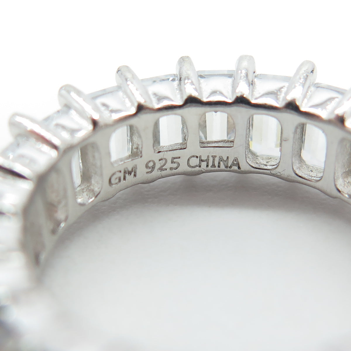 925 Sterling Silver C Z All Around Eternity Band Ring Size 6